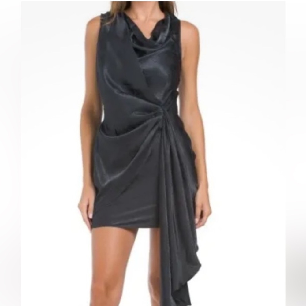 Silky, black mini dress